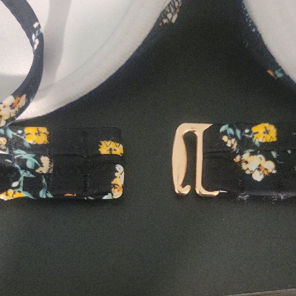 34C Floral Black Bikini with Yellow Accents - Picture 7 of 8